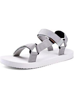 Women's Light Gray Arch Support Webbing Outdoor Beach Hiking Sport Sandal Shoes